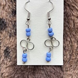 Blue Beaded Infinity Earrings